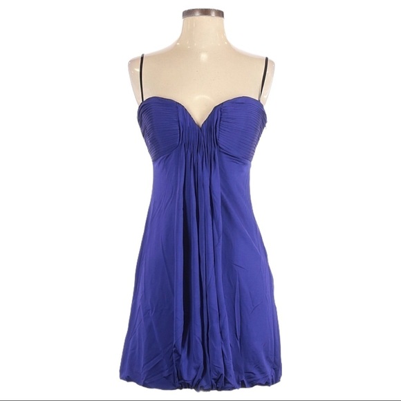 Laundry By Shelli Segal Electric Blue Sweetheart Satin Mini Dress Size 2 - Picture 1 of 9
